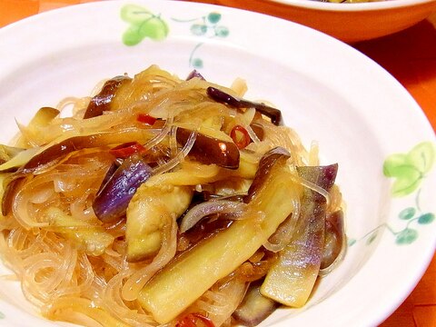 茄子と春雨の中華風ピリ辛炒め